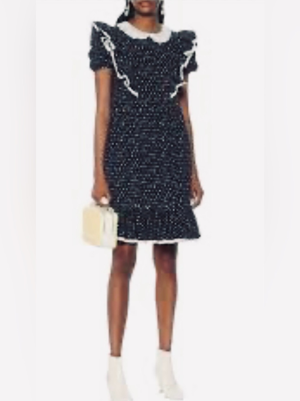 Marc Jacob’s *Rare* The Shirley Dress in Navy Blue Polk Dot w White Lace Collar